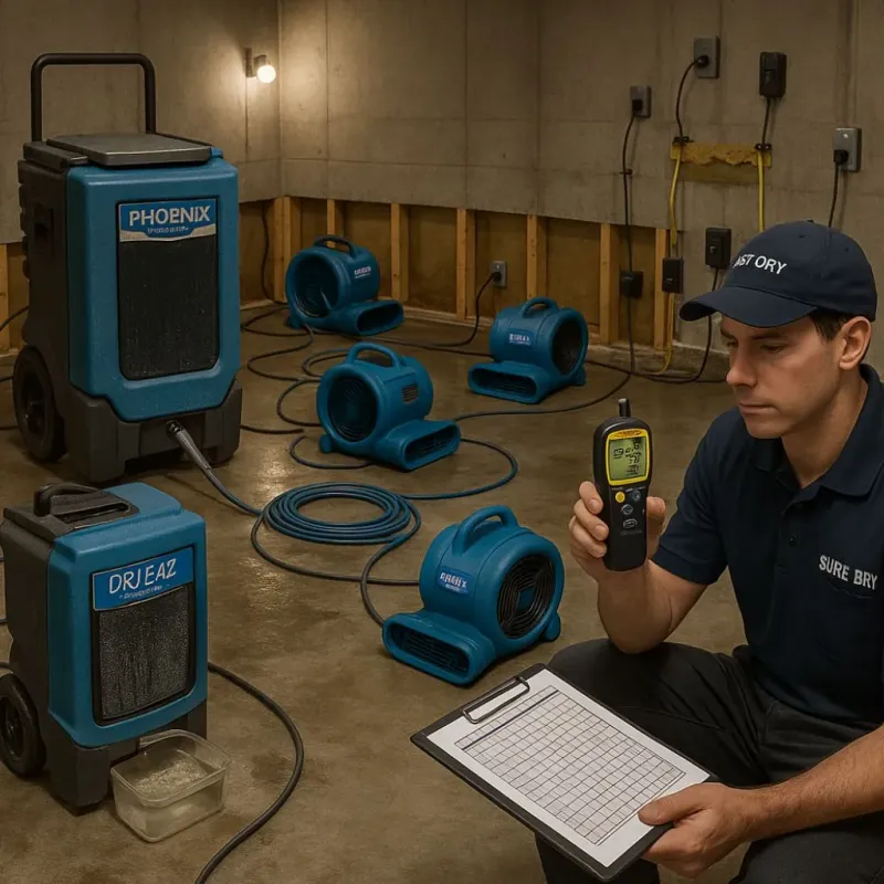 Structural Drying and Dehumidification process in Yorba Linda, CA